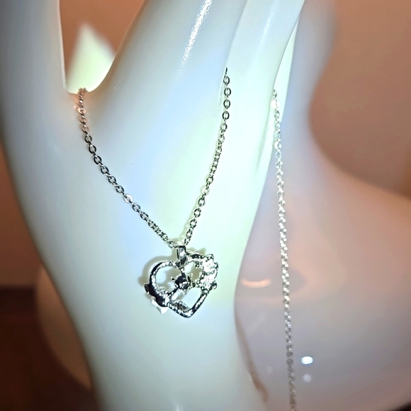 Elegant Heart Pendant Necklace with Floral Detail | Trendy Gift for Young Girls - Picture 5 of 8